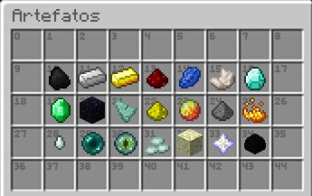 Menu de Artefatos